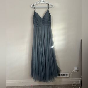 Jenny Yoo Tulle Gray Maxi Dress